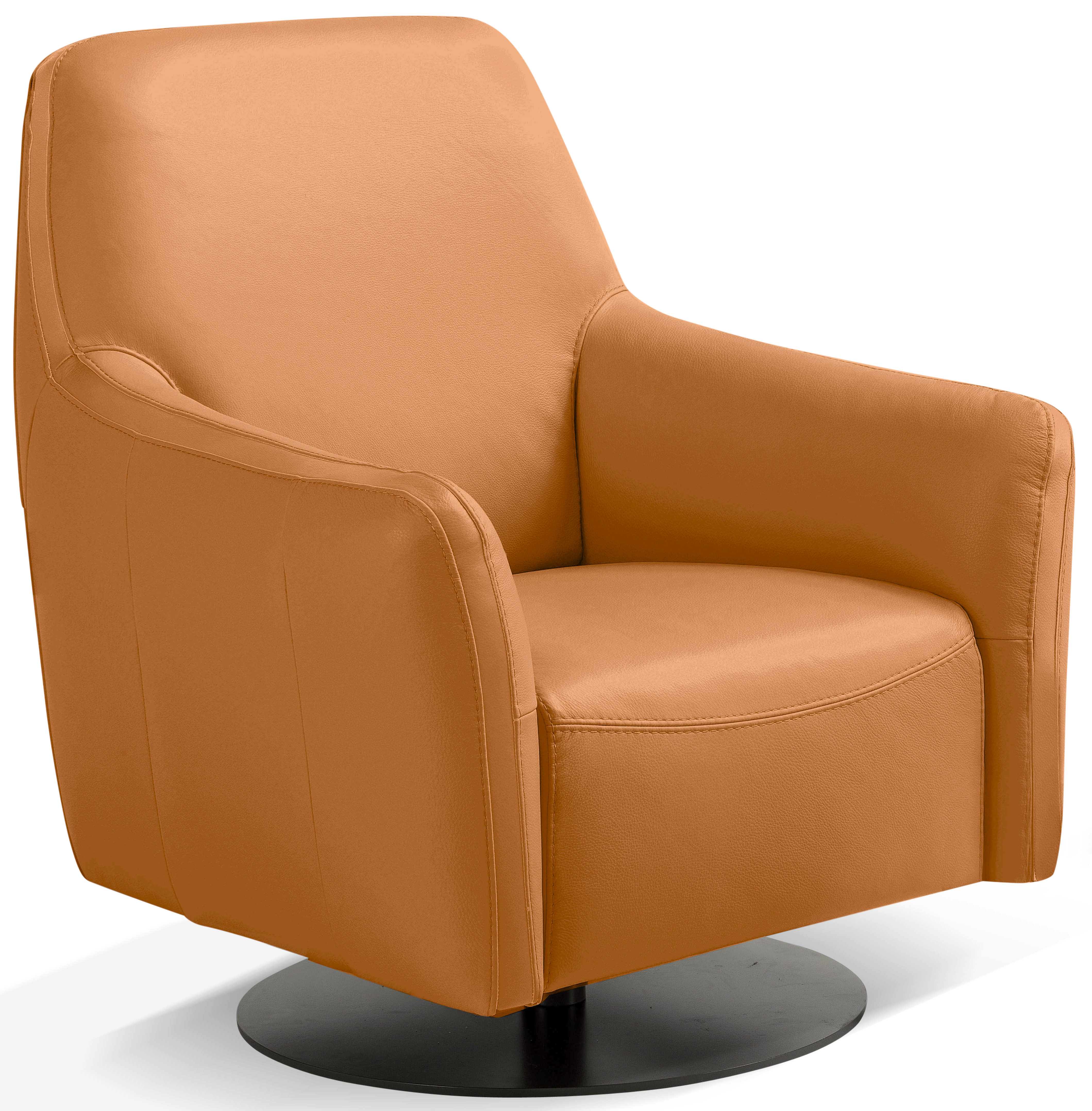 Sessel EGOITALIANO "Felicity Drehsessel mit Wippfunktion, kompakt und bequem, Loungesessel", orange, B:77cm H:88cm T:85cm, Leder »BULL« (echtes Rindsleder). Geschliffenes, pigmentiertes und behandeltes Rindsleder mit einer Dicke von 1, 3-1, 5 mm....