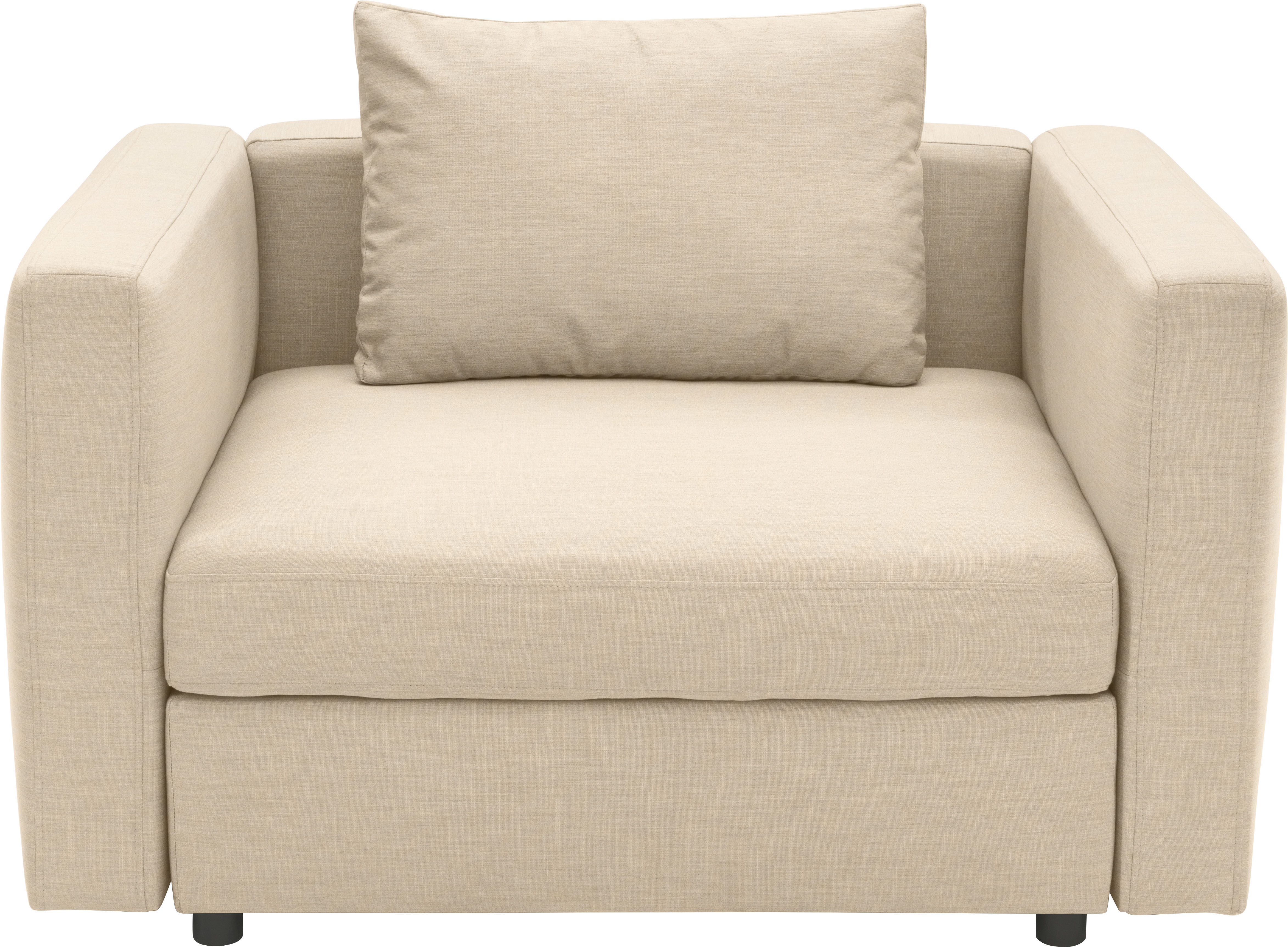 Sessel DOMO COLLECTION "Solskin, individuell erweiterbar, für Garten, Terrasse, Balkon", beige, B:128cm H:80cm T:96cm, 100% solution dyed Acryl, Sessel, Formschön mit losem Sitz- und Rücken-Kissen, speziell für Outdoor Image