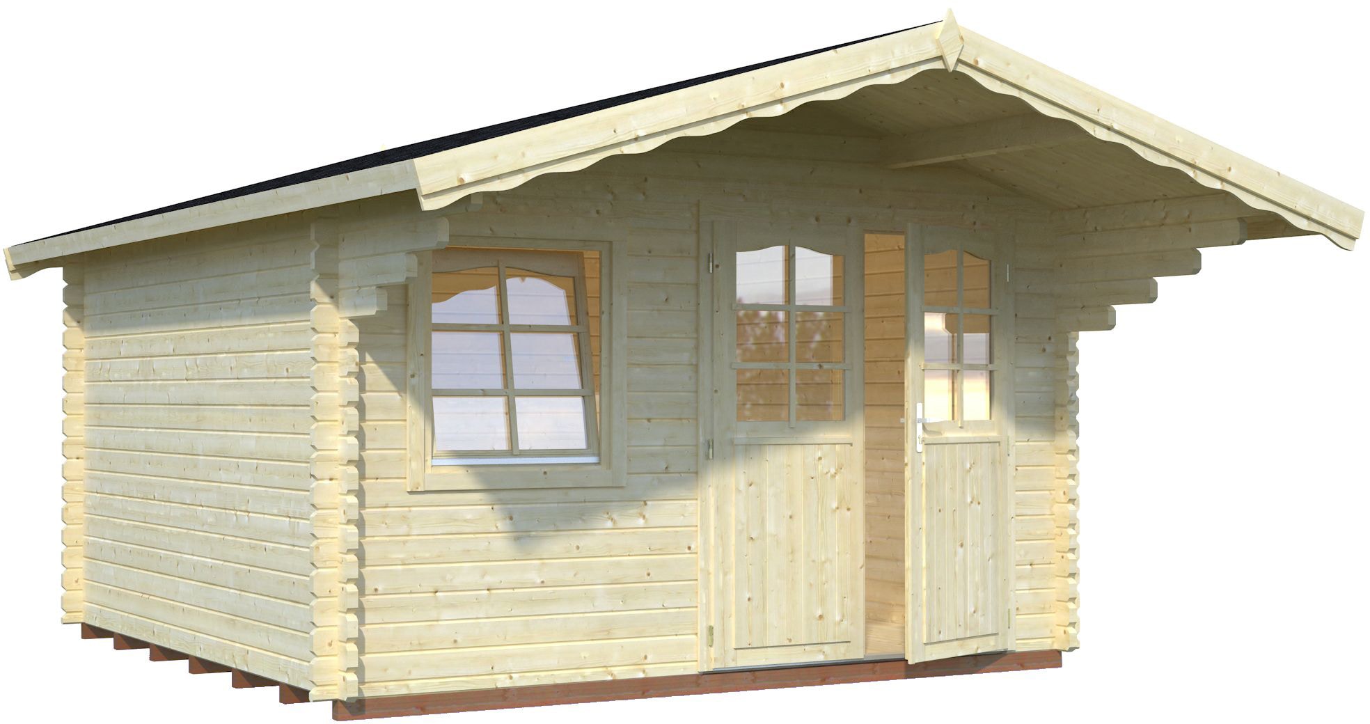 Gartenhaus PALMAKO "Sally", beige (naturbelassen), Fußboden im Gartenhaus, ohne Dacheindeckung, Gartenhäuser, 12,3 qm Image
