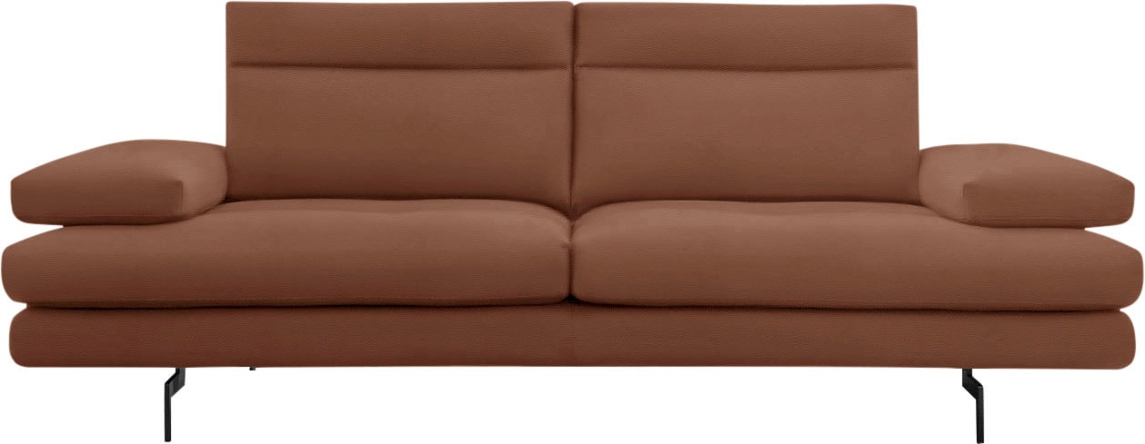 3,5-Sitzer CALIA ITALIA "Toby Wing, italienisches Designsofa, super bequem, Megasofa", braun (cognac bull), B:228cm H:90cm T:113cm, Leder BULL (100% Leder), Sofas, inkl. Sitztiefenverstellung und Armteilfunktion, Füße in Schwarz matt