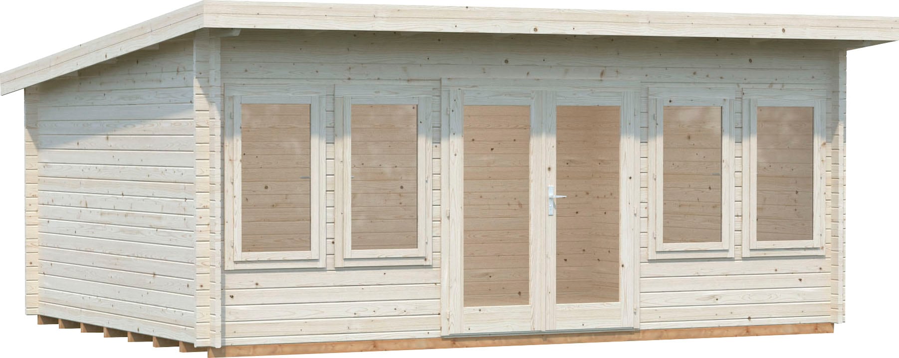 Gartenhaus PALMAKO "Lisa", beige (naturbelassen), Fußboden im Gartenhaus, ohne Dacheindeckung, Massivholz, Gartenhäuser, Gartenhaus, 19,4 m², mit Fußboden im Gartenhaus