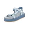 Riemchensandale STEVE MADDEN "STEVE MADDEN Sandalen Textil", Damen, Gr. 38, blau (denim), Textil, casual, Schuhe
