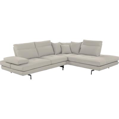 Ecksofa CALIA ITALIA "Toby Wing, Komfortsofa mit Sitzkomfort der Extraklasse, L-Form", weiß (tortora bull), B:288cm H:90cm T:232cm, Leder BULL (100% Leder), Sofas, Sitztiefenverstellung, wahlw. mit Kissen-Set,Füße schwarz matt Image