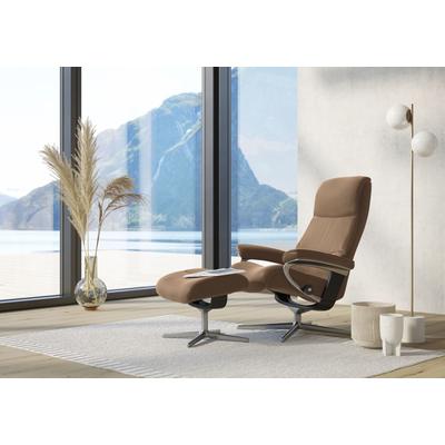 Relaxsessel STRESSLESS "View", braun (latte batick), B:82cm H:109cm T:81cm, Leder BATICK: BATICK ist ein leicht korrigiertes, durchgefärbtes und genarbtes Möbelleder, bei dem die meisten Unebenheiten und Spuren in der Regel entfernt wurden., Sessel,... Image