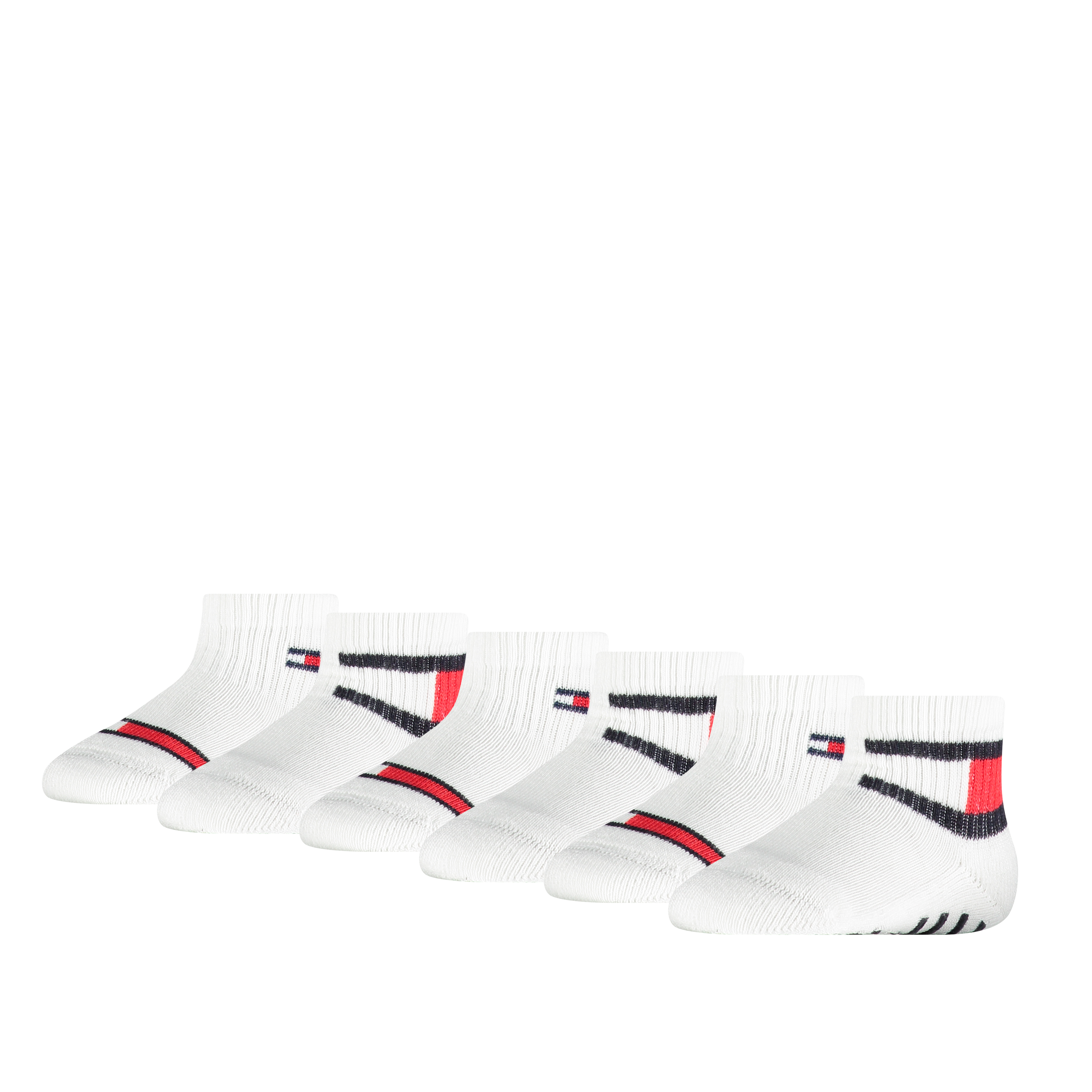 Socken TOMMY HILFIGER "TH BABY SOCK 6P FLAG SOCK ECOM", Damen, Gr. 15-18, weiß, Baumwollmischung, unifarben mit Farbeinsatz, normal, Socken, ABS Anti-Rutsch am Fuß Image