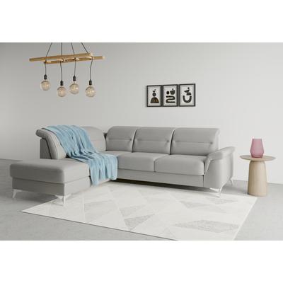 Ecksofa SIT & MORE "Sinatra L-Form", grau, B:251cm H:85cm T:220cm, 100% Polyester, Sofas, mit Ottomane, optional mit Kopfteilverstellung und Armteilfunktion Image
