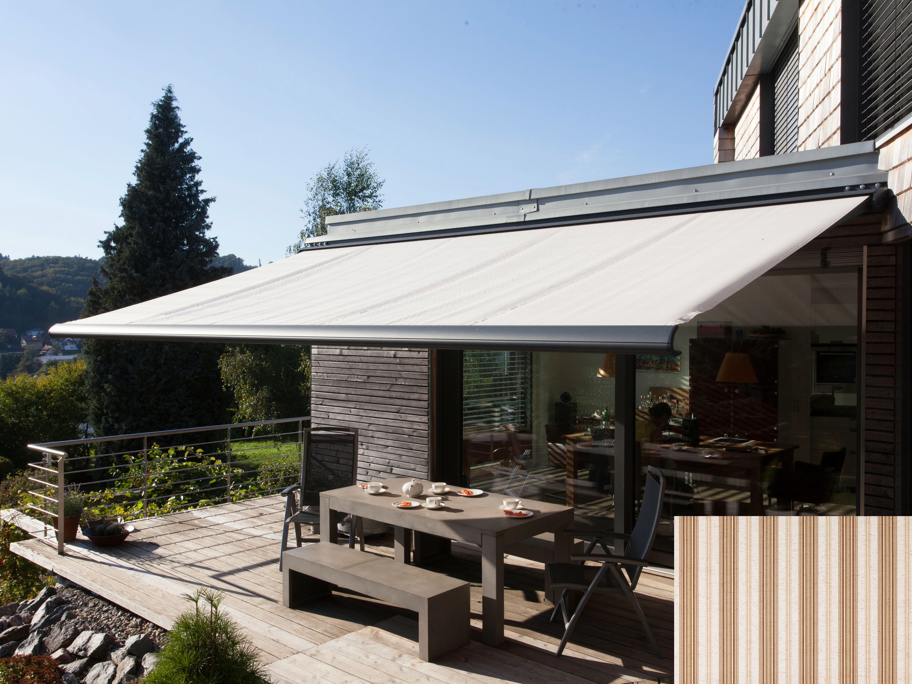 Kassettenmarkise WISMAR "Classic S-Compact", braun (braun, beige), B:400cm, Polyacryl, Markisen, Breite: 400 cm, Ausfall: 200 cm