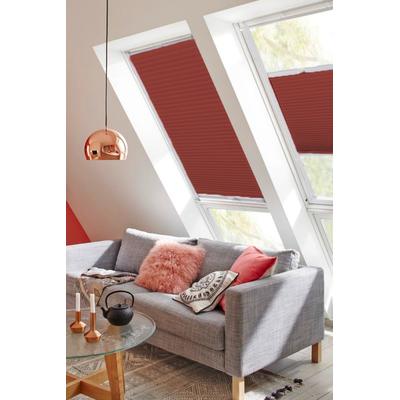 Dachfensterplissee SUNLINES "StartUp Style Honeycomb TL", rot (ziegelrot, weiß), B:117,3cm H:79,5cm, Obermaterial: 100% Polyester, Plissees, mit Führungsschienen Image