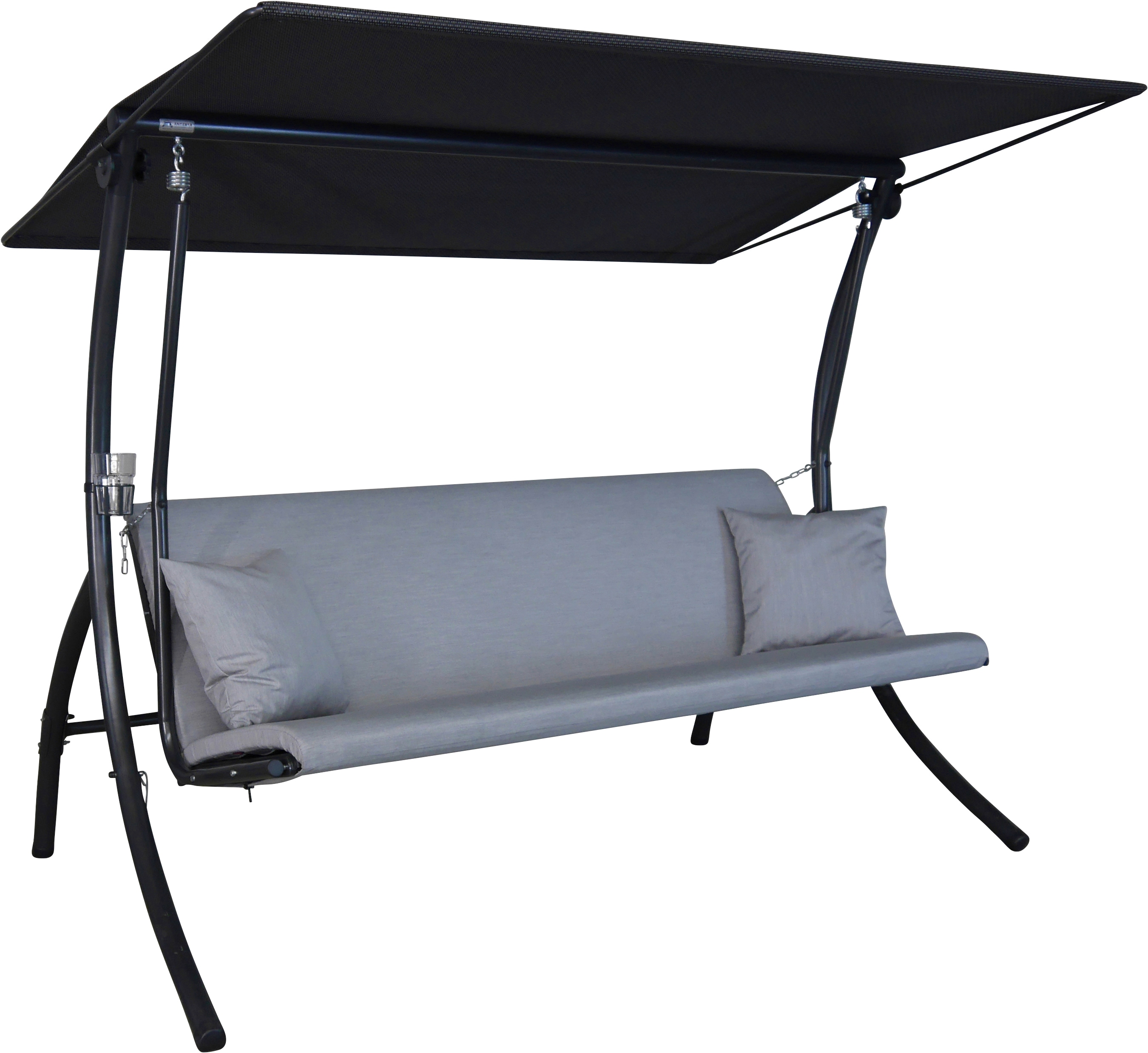 Hollywoodschaukel "Motion Zip granit", grau (hellgrau), B:210cm H:160cm T:145cm, Obermaterial: 100% Polyacryl, ANGERER FREIZEITMÖBEL, Hollywoodschaukeln, wetterfest