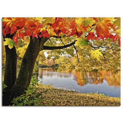 Wandbild ARTLAND "Herbsttag an einem ruhigen See", grün (farbe bild(er): grün), B:80cm H:60cm, Bilder, als Alubild, Outdoorbild, Leinwandbild in verschied. Größen Image