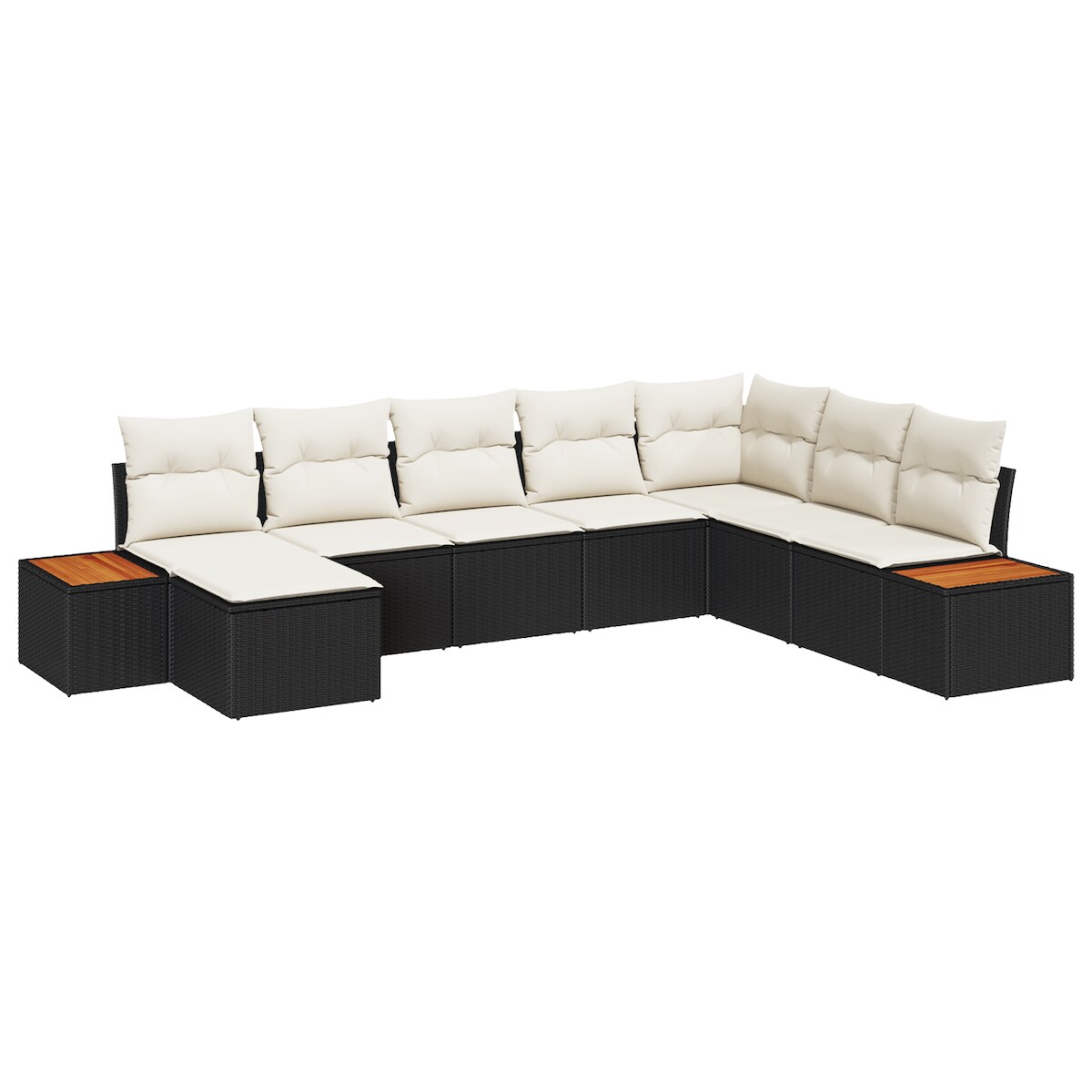 vidaXL 8-teiliges Garten Sofa Set mit Kissen Schwarz Poly Rattan Akazie Image