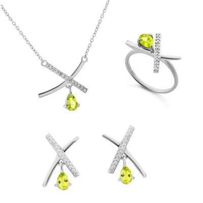 Orphelia 'Charlotte' Damen 925 Sterling Silber Set: Halskette + Ohrringe + Ring - Silber SET-7580/P Image