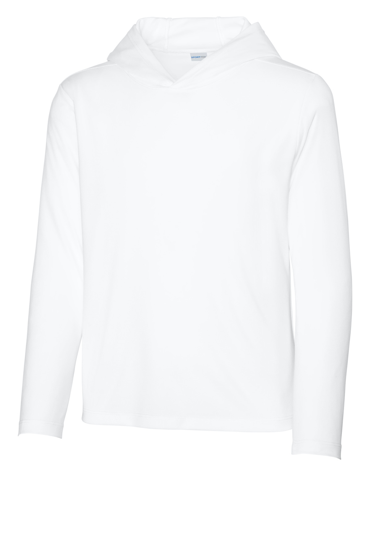 Sport-Tek YST420LSH Youth Posi-UV Pro Long Sleeve Hoodie in White size Large | Polyester - Sport-Tek
