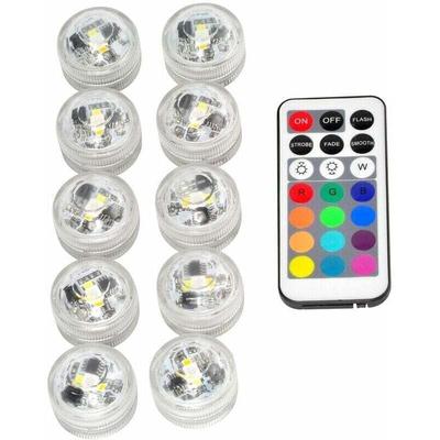 XVX - 10 Stück Mini-Tauch-LED-Leuchten, wasserdichte Unterwasserlichter, RGB-mehrfarbige Image