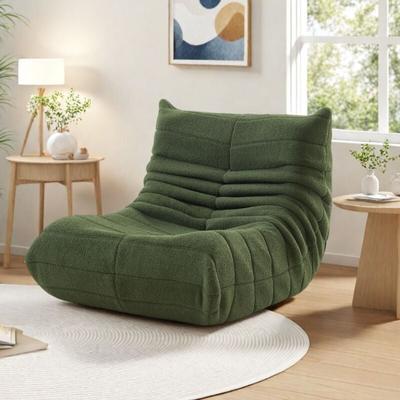 Sitzsack, Plüschsamt, hochdichter Schaumstoff, Sitzsacksofa, Wohnzimmersessel - Grün Image