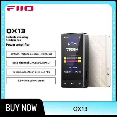 FiiO QX13 Tragbarer Dekodierungskopfhörer-Leistungsverstärker 1,99-Zoll-Bildschirm DAC ES9027PRO USB Small Tail DSD Custom HiFi-Verstärker Image