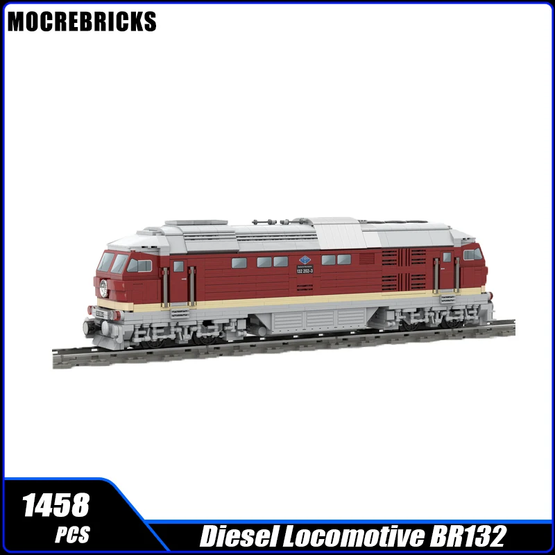 MOC- 132537 Stadt Eisenbahn Diesel Lokomotive BR132 Doppelköpfiger Zug Baustein DIY Montage Modell Ziegel Spielzeug Weihnachtsgeschenke Image