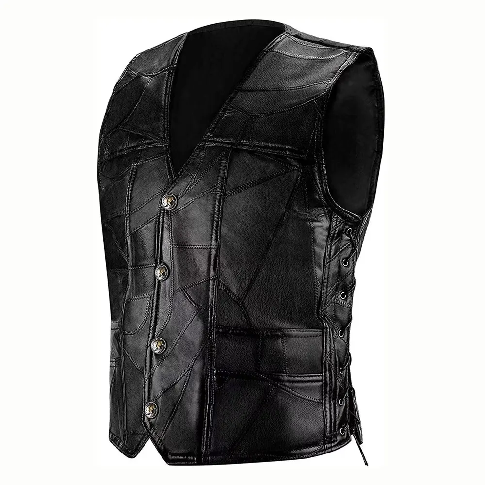 PU Leder Motorrad Jacke Weste Männer Chaqueta Moto Moto Motocross Reiten Jacke Stehkragen Zipper Casual Slim Fitting Jacke Image