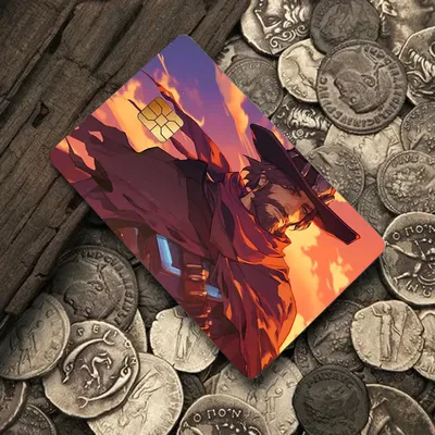 Overwatch Cassidy High Noon Kartenaufkleber, 4 Stück, PVC-Kreditkarten-Haut-Aufkleber, abnehmbare, selbstklebende Schutzfolie Image