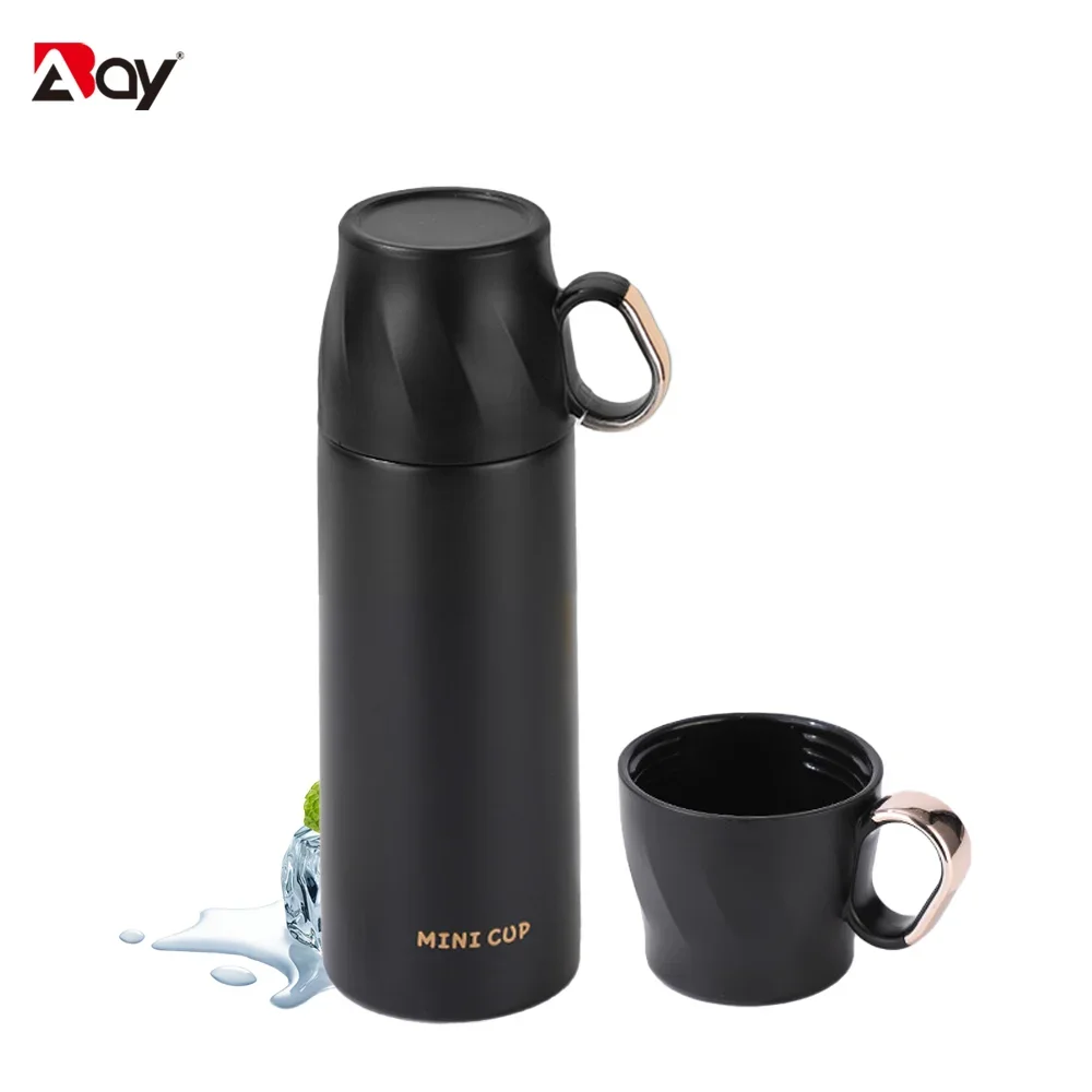 Vakuumisolierte Wasserflaschen-Thermoskanne mit Tasse, Thermo-Kaffeetasse aus Edelstahl, doppelwandig, für heiße und kalte Getränke für Camping Image