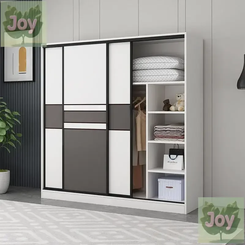Kleiderschrank, Zuhause, Schlafzimmer, einfache Montage, Schiebetür, Kleiderschrank, Mietzimmer, moderner, einfacher kleiner Aufbewahrungsschrank für Kinder