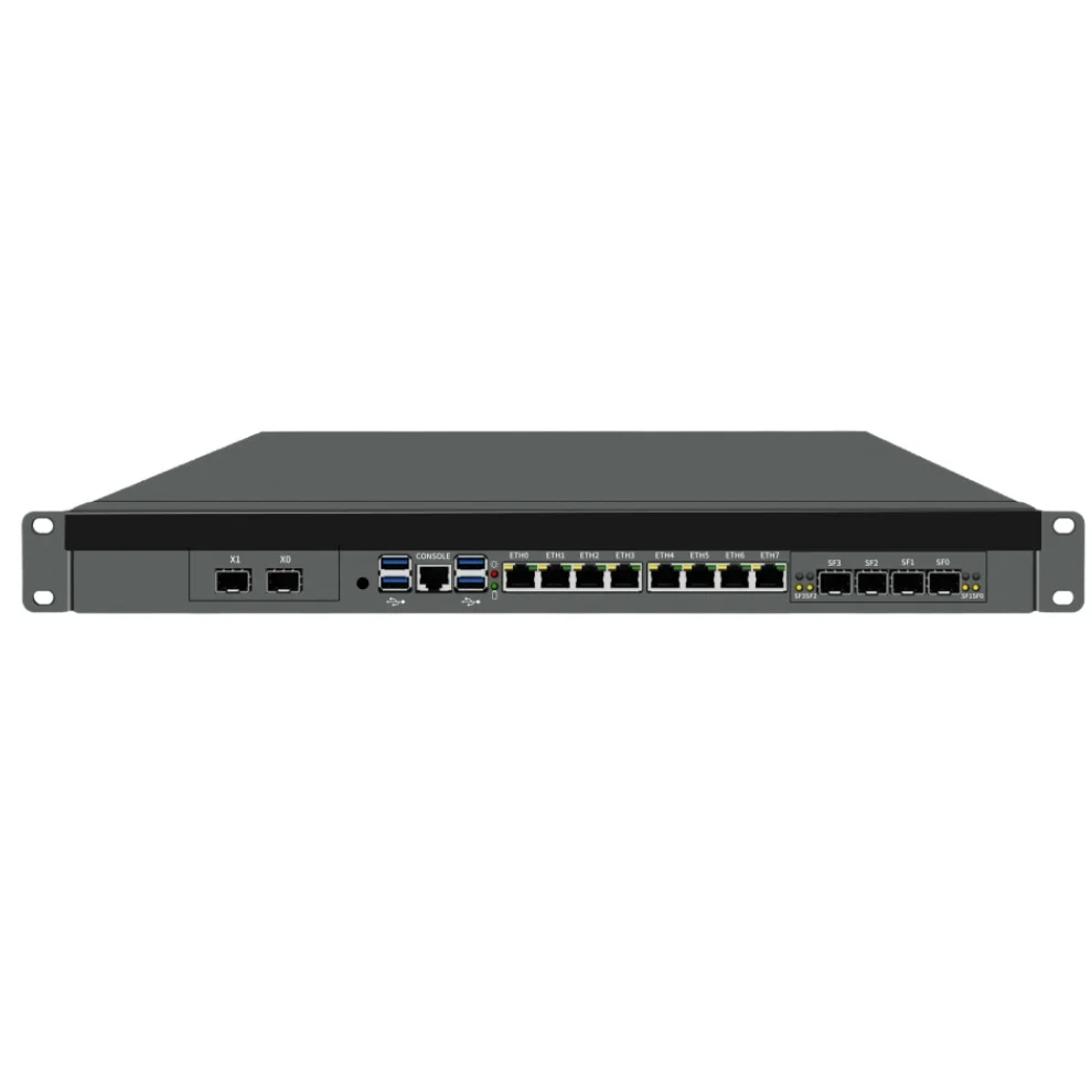 CAIXUNIPC 1U Rackmontierter Industrie-Desktop-Computer 8*LAN 2,5G 6*SFP 10G Intel C612 Chipsatz Xeon LGA2011-3 Server Firewall PC Image