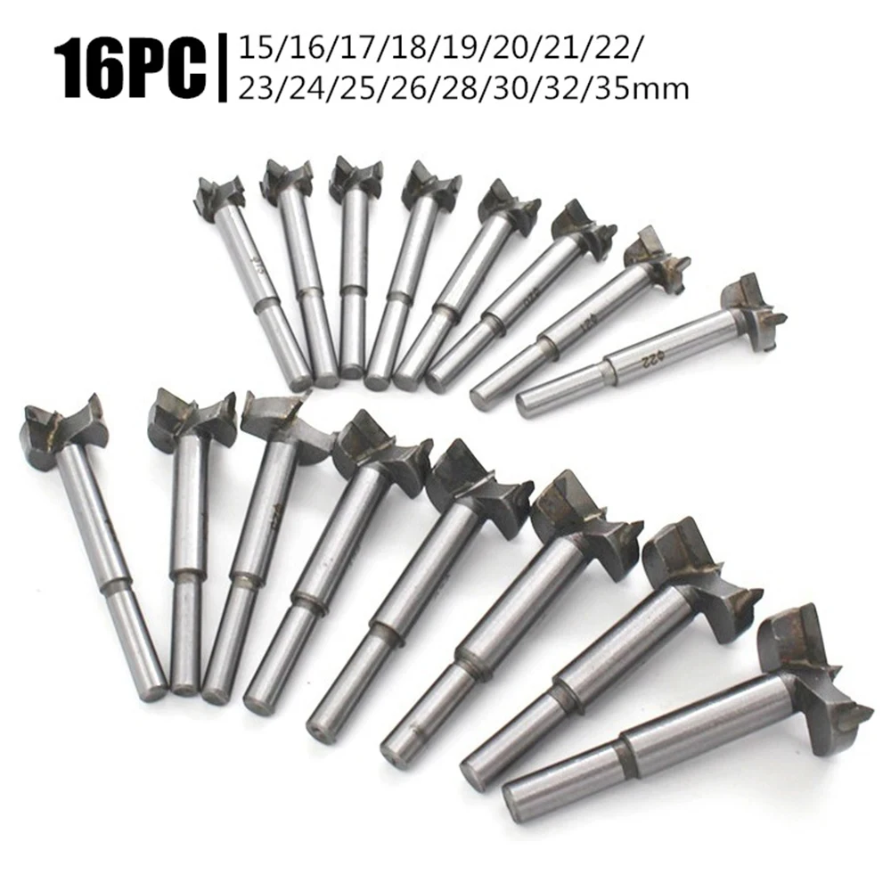 16 PCS 15mm-35mm Forstner Hartmetall Langweilig Bohrer Bits Holzbearbeitung Selbst Zentrierende Loch Sah Holz Cutter Werkzeuge Set Image
