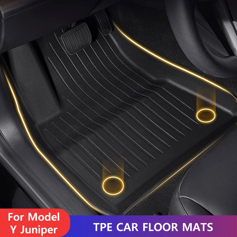 TPE-Auto-Fußmatten für Tesla Model Y Juniper 2022, Kofferraumpolster, doppellagige Teppiche, wetterfeste, wasserdichte, rutschfeste Cargo-Einlagen Image