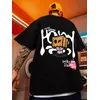 Amerikanische Streetwear Marke Parodie Schwarz Hip-hop Graffiti Kurzen ärmeln Männer Ins Trendy Plus-größe männer High Street Halbarm T
