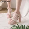Original Lolita Rosa Prinzessin High Heels Mädchen Süße Mary Jane Schuhe Damen Schleife Perle Schuhe Damen Elegante Hochzeit High Heels
