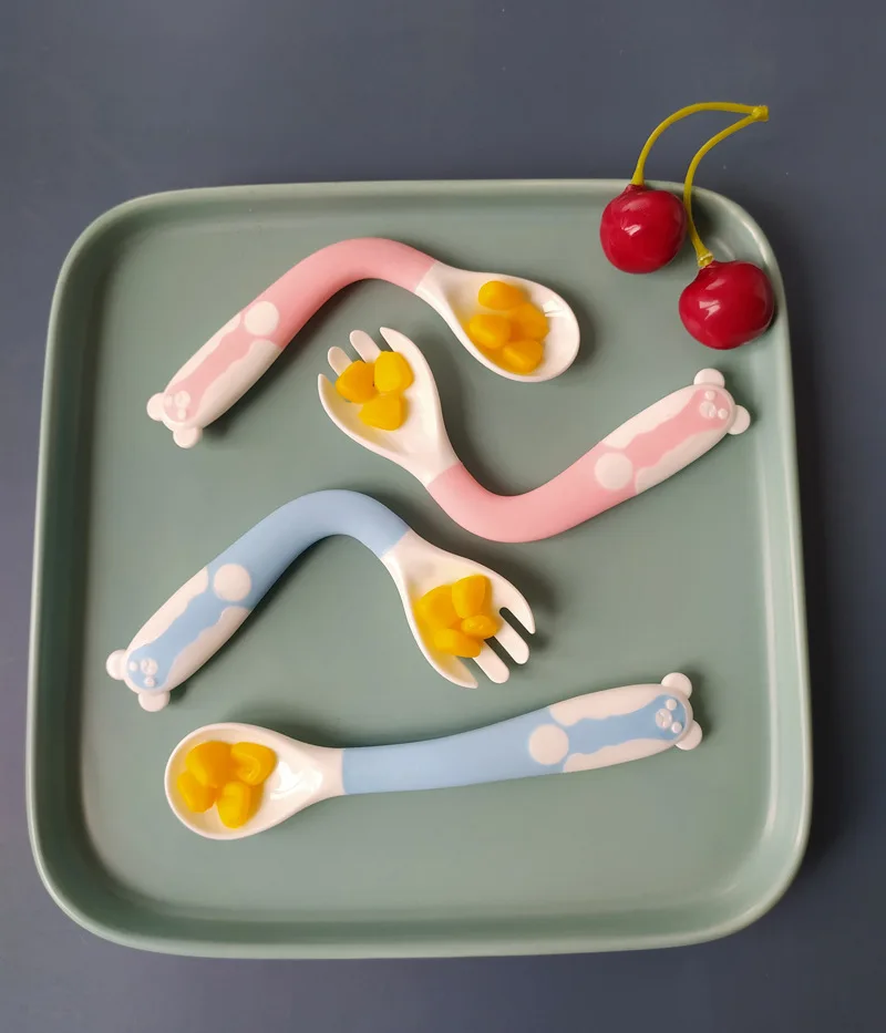 Baby Weiche Silikon Löffel Temperatur Sensing Löffel Kinder Lebensmittel Baby Fütterung Werkzeuge für Kinder Baby Löffel Besteck Silikon Gabeln Image