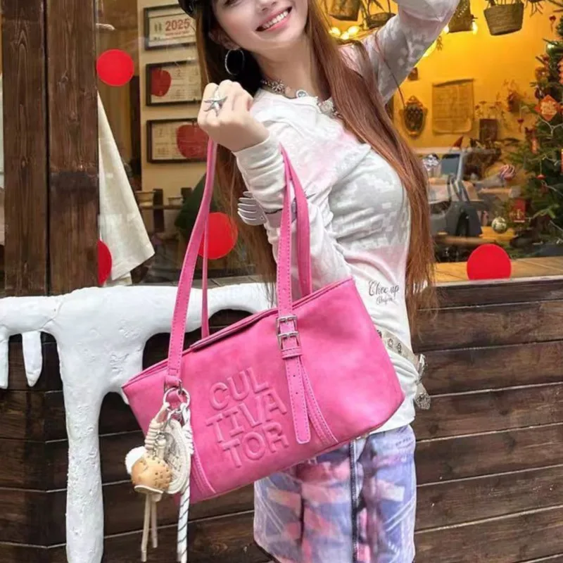 Vielseitige Retro Casual Rosa Schulter Taschen Geldbörse Frauen Frühling Sommer Leder Unterarm Tasche Damen Vintage Luxus Design Tasche Y2k