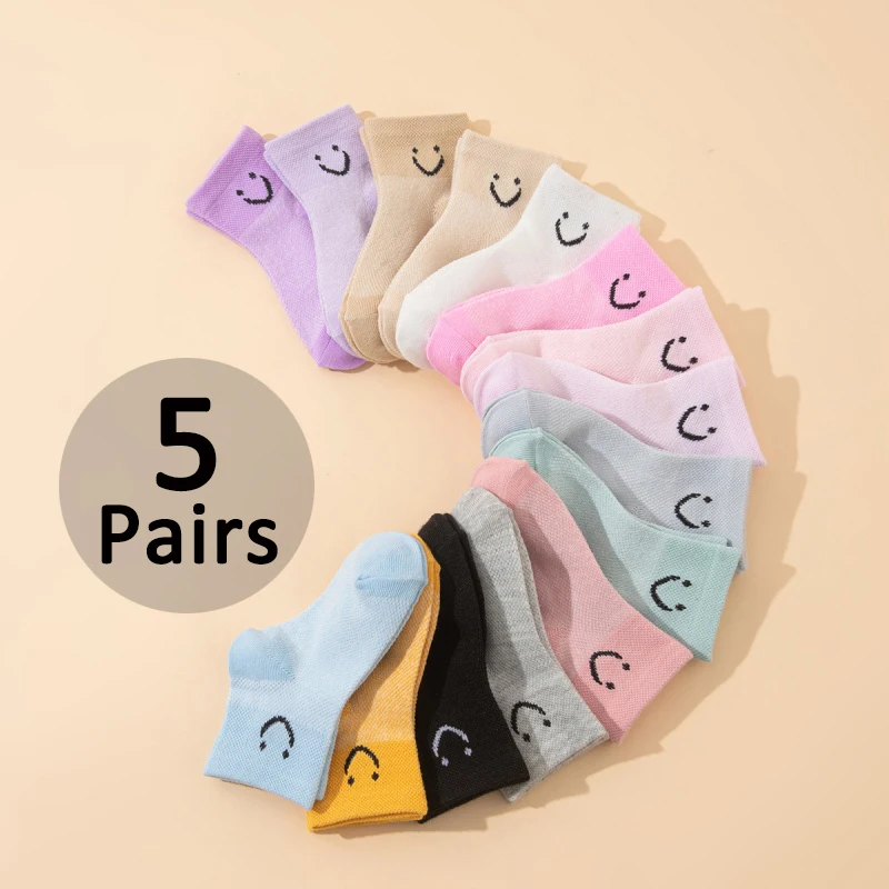 5 Paar Sport- und Knöchelsocken für Kinder mit Cartoon-Muster, atmungsaktive und bequeme Mädchensocken, Freizeitsocken für Jungen Image