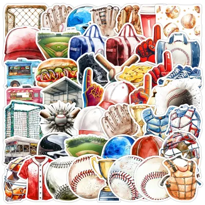 50 Stück Sport-Baseball-Graffiti-Aufkleber – kreatives DIY-Design, wasserfeste Dekoration für Wasserbecher und Telefon (Anime Worlds Store) Image