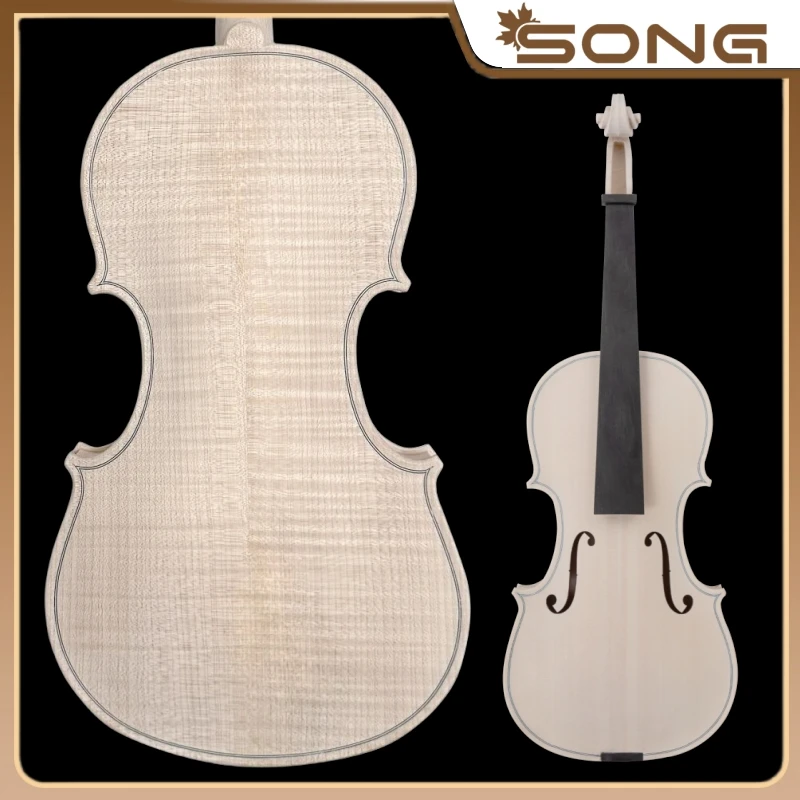 4/4 Flame Ahorn Violine Volle Größe Unvollendete Violine Geige Fiddler Fichtenholz Handgefertigt 3/4 1/2 1/4 Violine Image