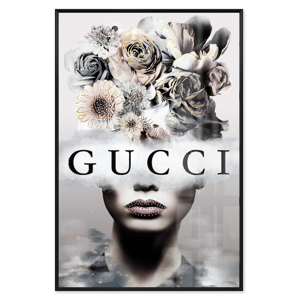 La Casa »Lady with flower hairstyle« Glasbild mit Strassapplikation 60x90 cm gerahmt Image