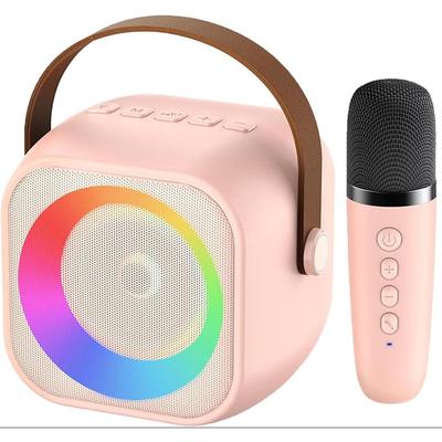 Mini Mic Pro Mini Karaoke Machine for Kids Adults, Portable Bluetooth Speaker with 1/2 Wireless Microphones, Birthday Gifts Toys for Girls