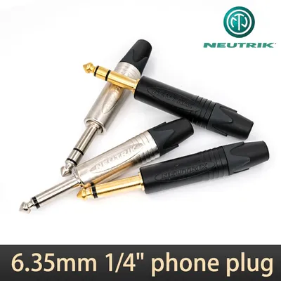 Neutrik 6.35mm phone plugs: NP2X, NP2X-B (TS mono), NP3X, NP3X-B (TRS stereo), audio microphone plugs