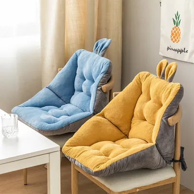 Cute Velvet Chair Seat Cushion for Dorm Desk Kawaii Gaming Rocking Chair Cushion Backrest for Office Chair Lazy Sofa Tatami Mat