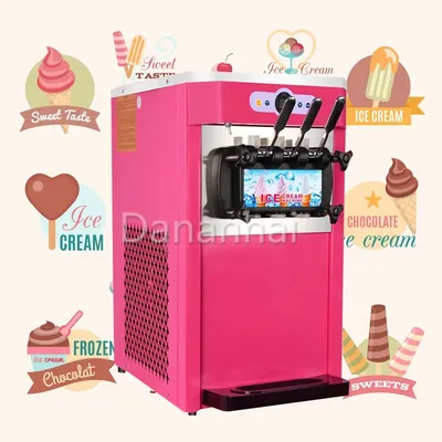 Multi Functional Ice Cream Machine, Commercial Sundae Machine, Three Flavors Stainless Steel Yogurt Machine