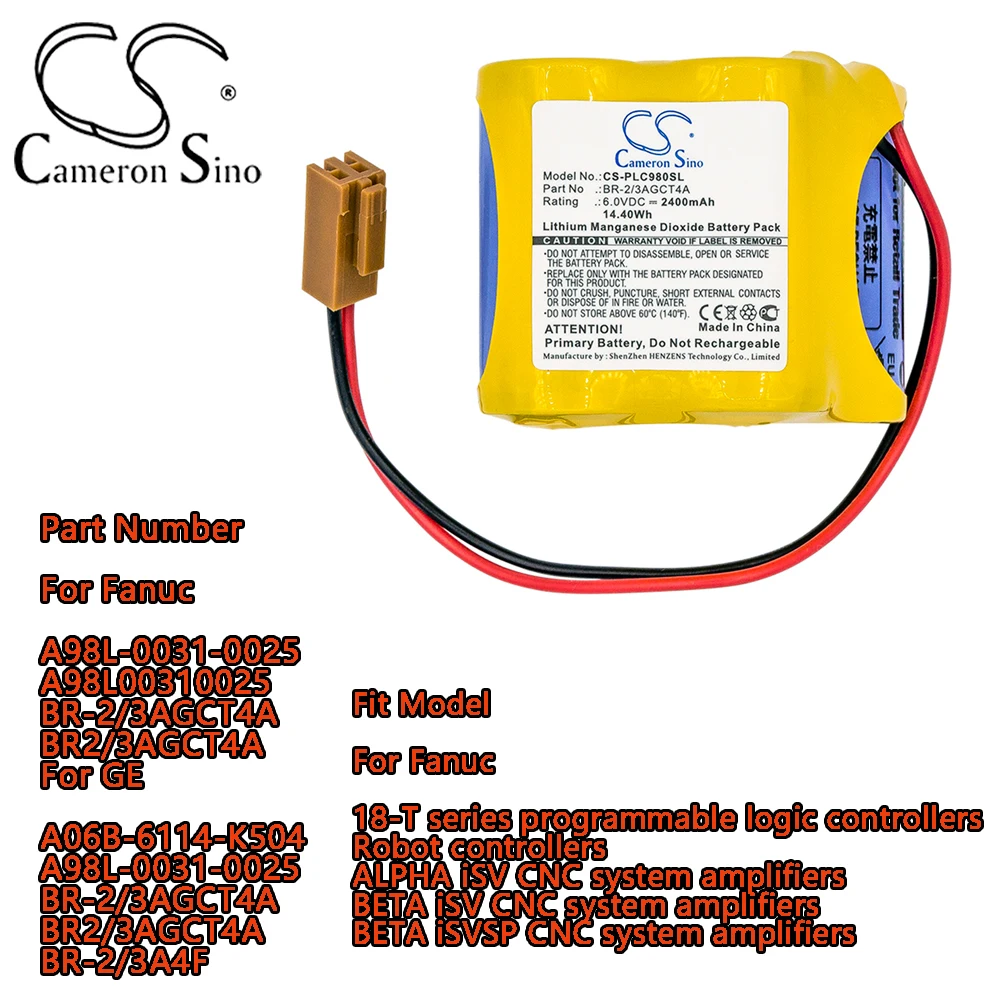 6.0V PLC Battery For Fanuc ALPHA iSV CNC system amplifiers BETA iSV CNC system amplifiers BETA iSVSP CNC system amplifiers