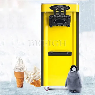Stainless Steel Vertical Soft Ice Cream Machine Multi Functional Three Flavors Frozen Yogurt Machine