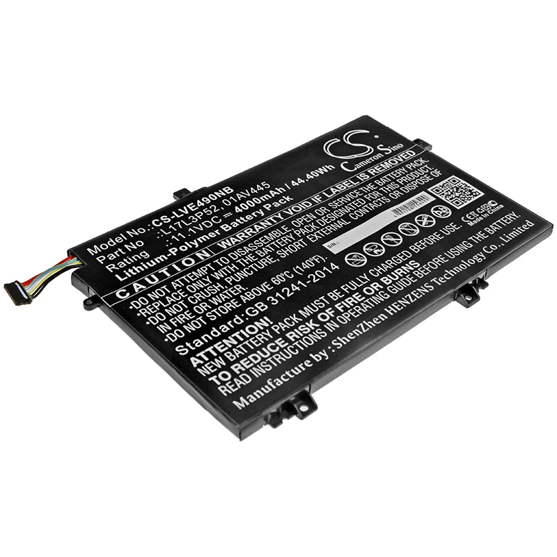 Li-Polymer Notebook, Laptop Battery for Lenovo, 11.1V, 4000mAh , Compatible Models: ThinkPad E485, ThinkPad E485-20KU000NGE