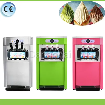 Desktop Three Flavor Yogurt Ice Cream Machine, Multifunctional Stainless Steel Strawberry Sundae Machine