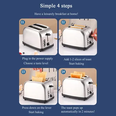 Upgraded Version 4 Pieces Toaster Toaster Baked Toaster 2 Pieces Bread Maker Toaster Oven Bread Making Machine