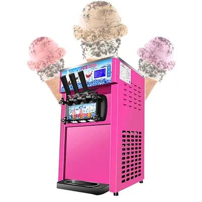 Soft Serve Ice Cream Machine Commercial Electric 2+1 Flavors Ice Cream Makers Desktop Sundae Ice Cream Machine