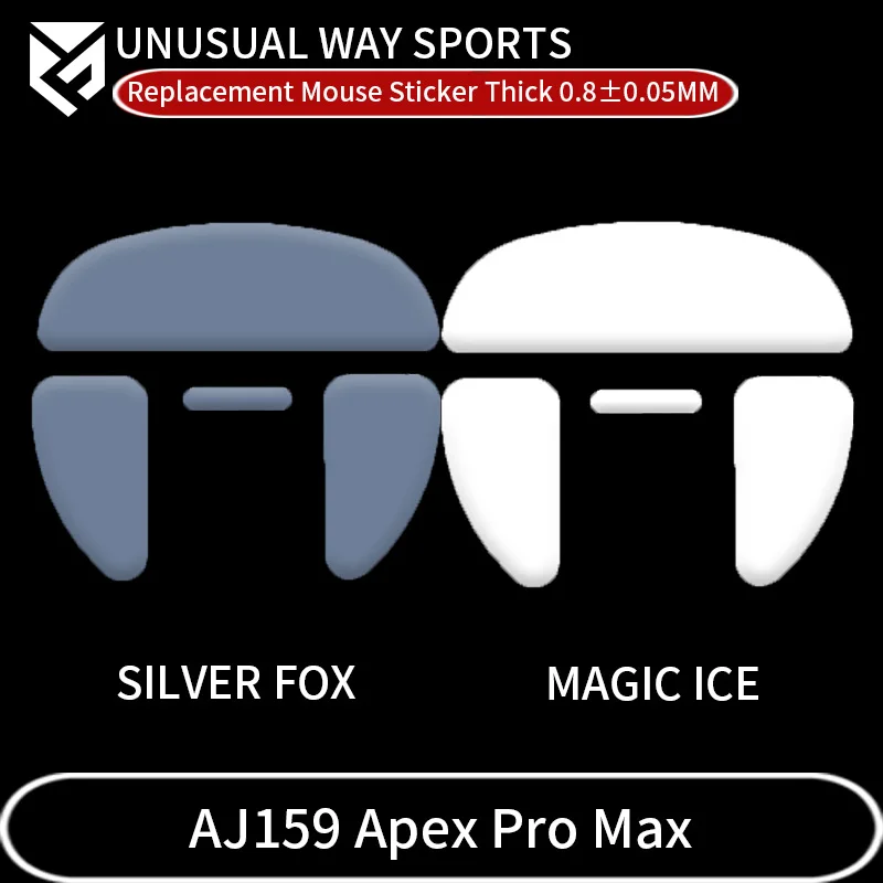 UnusualWaySports Mouse Skates Feet AJ159 Apex Pro Max Cambered Surface PTFE Anti Collapse Magic Ice Pink Black Silver Fox