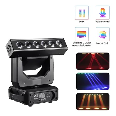 KEMAX 6X20W Lyre Beam Moving Head Light RGBW 4IN1 LED Dj Disco Party Lights DMX512 Rotating Mobie Head Stage Effect For Club