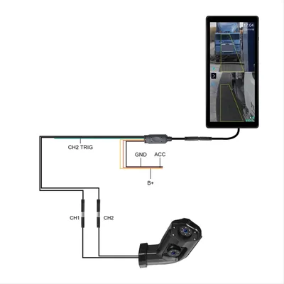 10.36inch Car Side View Vertical Monitor for Truck Bus Rearview Mirror Touch Screen 2 Channel DVR IP68 Recorder Right