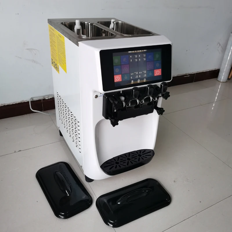 Commercial Soft Serve Ice Cream Machine Electric 18L/H 3 Flavors Sweet Cone Ice Cream Maker 110V/220V